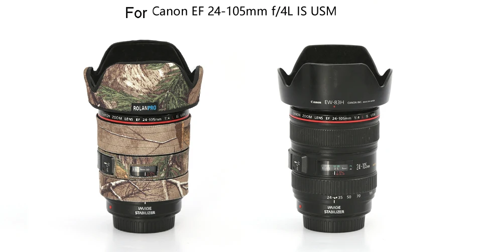 Линзы rolanpro камуфляж пальто дождевик для Canon EF 24-105 мм f4 L IS II USM объектив защитный рукав пистолеты защитный чехол