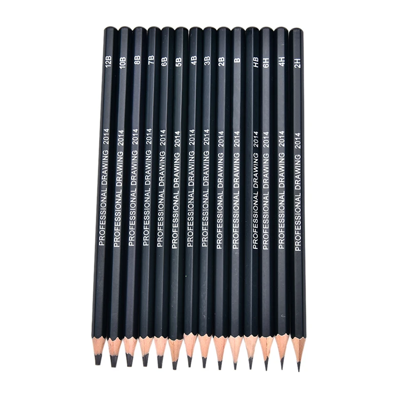 14pcs Sketch and Drawing Pencil Set HB 2B 6H 4H 2H 3B 4B 5B 6B 10B 12B