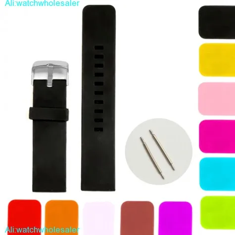 22mm Black Color Silicone Jelly Rubber Men Lady Watch Band Straps WB1081A22JB