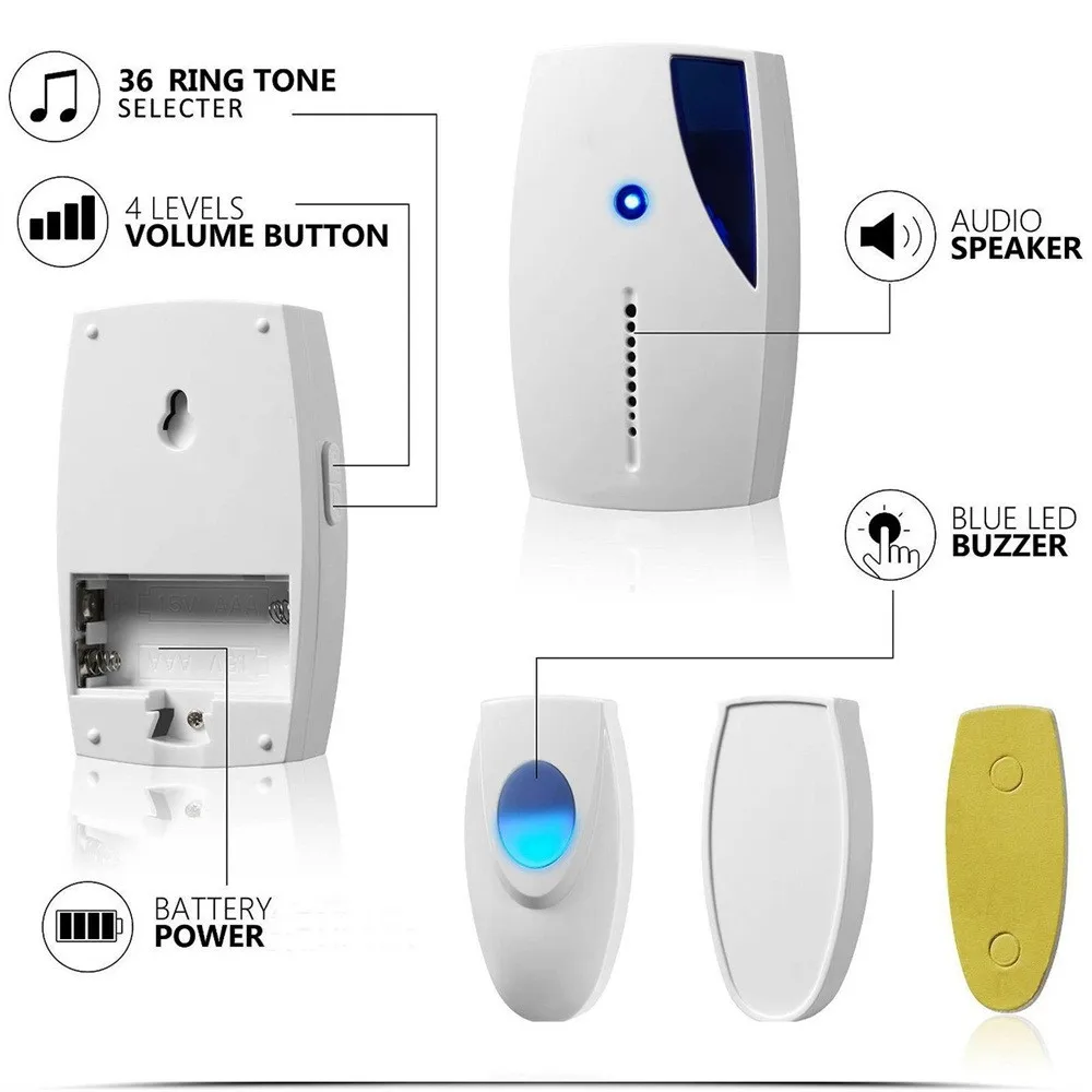 free shiping NEW High Quality Digital Wireless Door Bell 36 Home Cordless Portable 100M Range Doorbell Waterproof