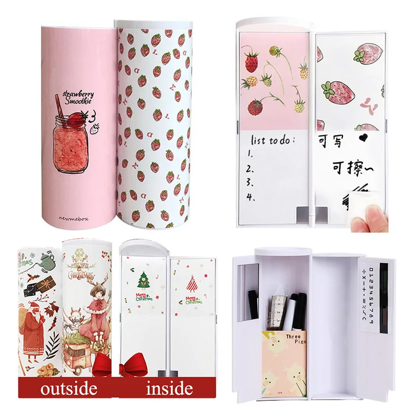 

Cartoon Multifunction Pen Case with Calculator Mirror Whiteboard Marker Pencil Box Pencil Bag for Student School Stationery Gift