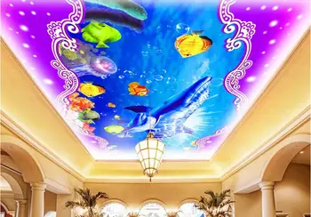 

3d room wallpaper custom mural non-woven wall sticker 3 d bottom of the sea fish ceiling mural photo wallpaper for walls 3d