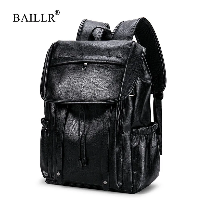 

BAILLRMen PU Leather New Travel Backpack Male Functional bags Men Waterproof backpack School Bags big capacity Bookbags Mens