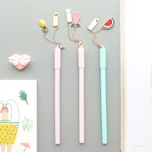 1 шт персональный креативный Мультфильм 0,5 мм черный пополняемый кулон ручка Студенческая Youmei фруктовая Закладка кулон ручка