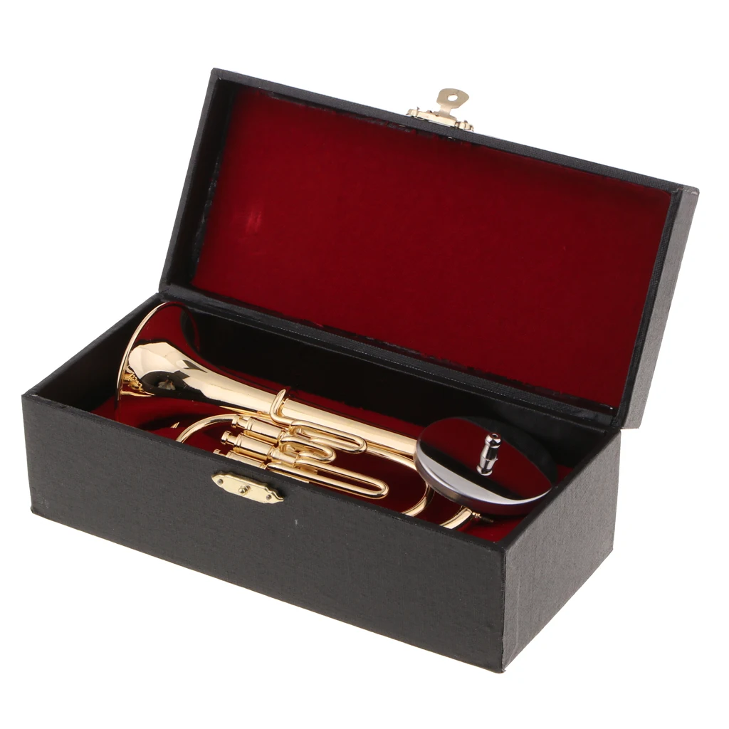 Tooyful Exquisite Copper Baritone Miniature Figurine Mini Musical Instrument Model House Office Studio Decoration