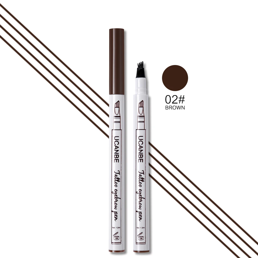 UCANBE, 3 цвета, жидкий карандаш для бровей, макияж, водонепроницаемый, долговечный, долговечный, тату, пигментированная, натуральная, для бровей, ручка, косметика - Цвет: 02 Brown