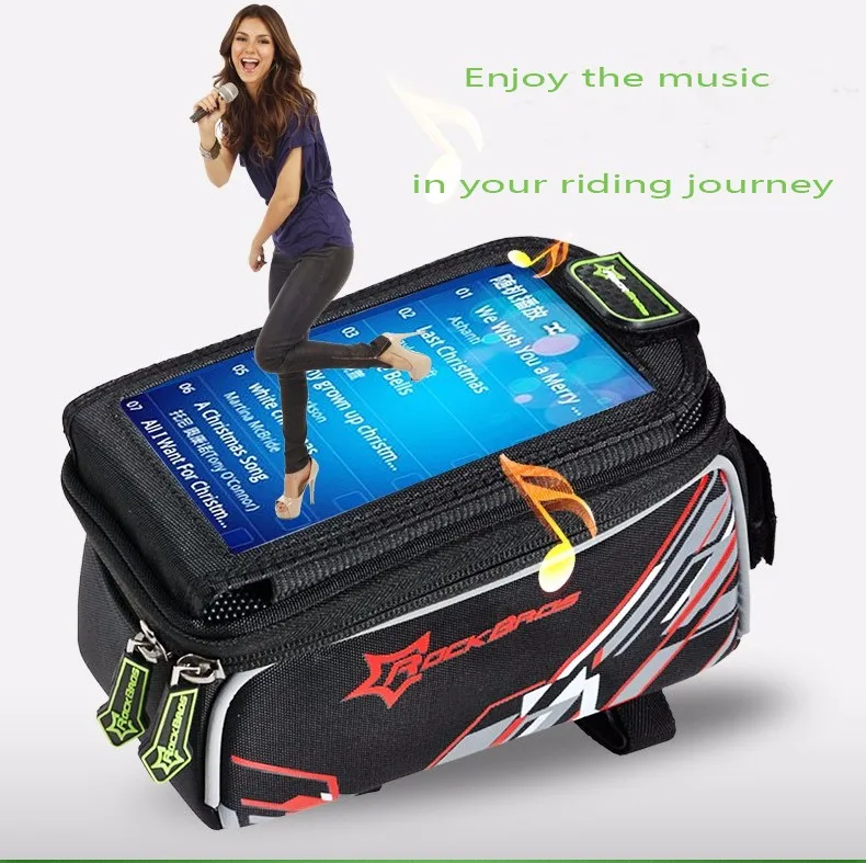 Sale ROCKBROS Waterproof MTB Bike Bicycle Front Top Frame Handlebar Bag Cycling Pouch Touchscreen Panniers Reflective Bags 2 Sizes 18