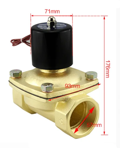 

G2" BSPP 2W-500-50 Brass Electric Solenoid Valve Water Oil Gas N/C AC 220V