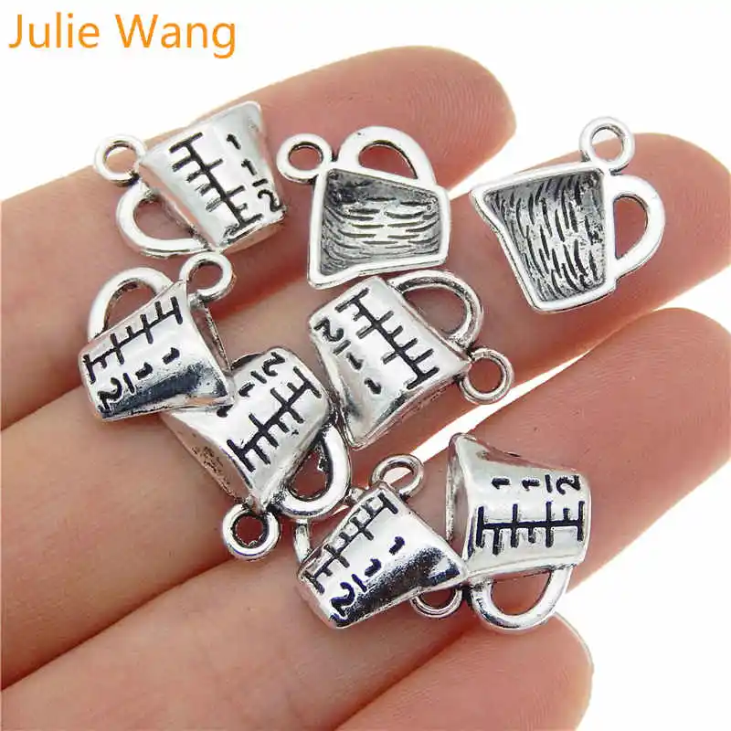 Julie Wang 20 шт мерная чашка Подвески сплав античный серебряный цвет серьги браслет