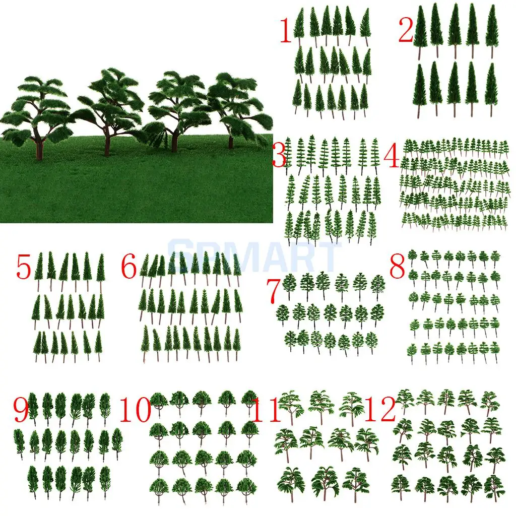 Dark Green Model Trees for Train Railway Railroad Landscape DIY Layout Different Scales Trees