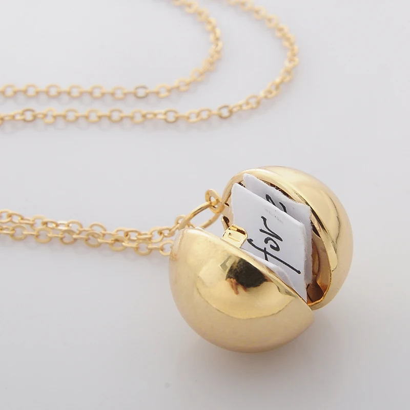 

Custom Handmade Secret Message Ball Locket Necklace Friendship Best Friend Women Men Holiday Gifts