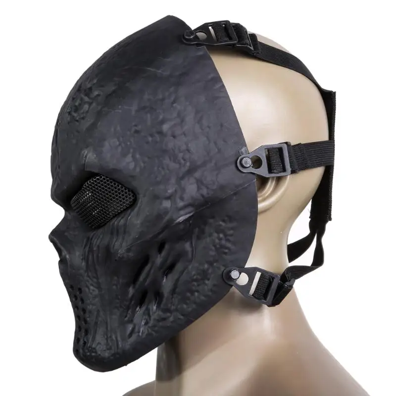 1Pc Skull Airsoft Mask Paintball Full Face Mask Army Games Mesh Eye Shield Mask for Halloween Cosplay Party Decoration