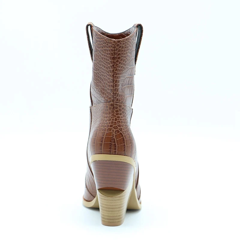 Kemekiss/ботильоны размера плюс 33-46 Женская обувь на меху на не сужающемся книзу массивном каблуке модные ковбойские ботинки г. Бренд Ins популярный стиль
