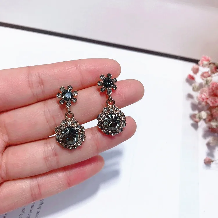 Vintage water drop Кристалл Серьги Серебро 925 post гипоаллергенный неувядающий моды серьги