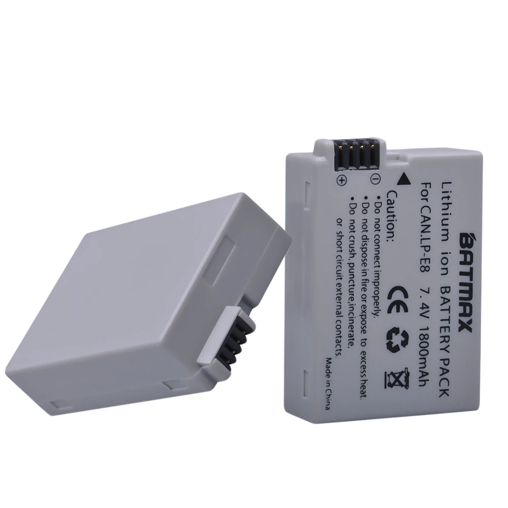 Günstig 2Pcs 1800mah LP E8 LPE8 LP E8 Batterie Batterie AKKU + LCD Dual Ladegerät für Canon EOS 550D 600D 650D 700D X4 X5 X6i X7i T2i T3i
