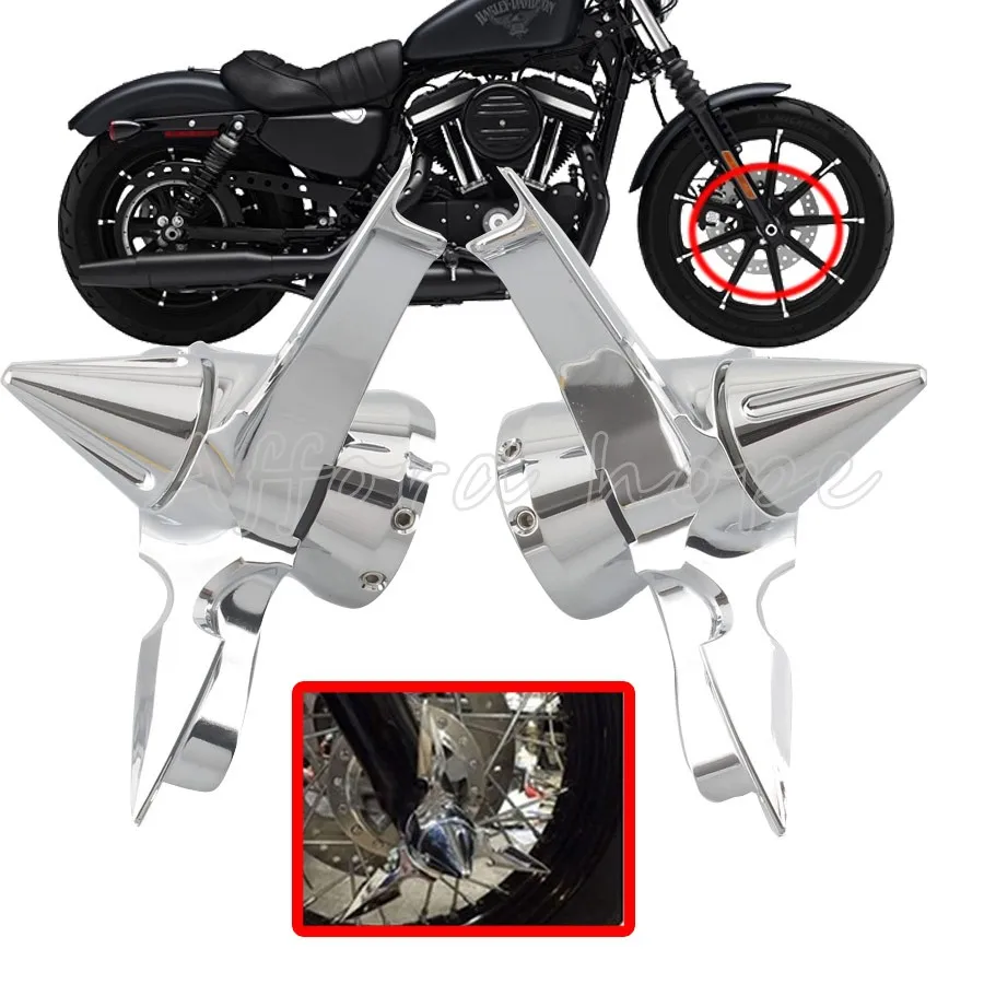 

1pair Aluminum Chrome Front Spun Blade Spinning Axle Caps Bolt Nuts Cover for Harley Dyna Softail Touring XL XG