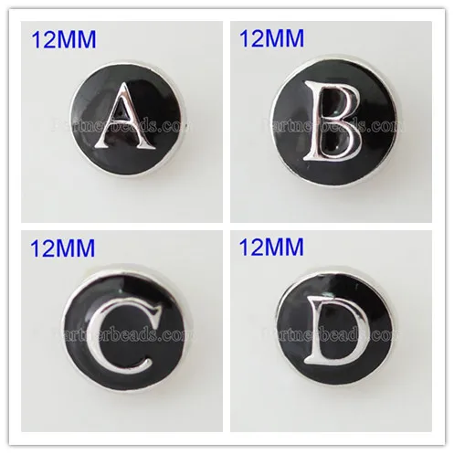 

new arrival Ginger Alphabet metal snap Jewelry 12mm Snaps buckle fit for Snap bracelets Accessory Alloy beads KB6661-S