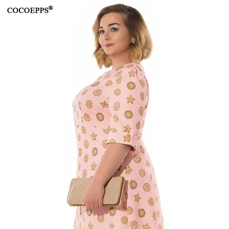 COCOEPPS L 6XL большой размер мультфильм принт розовый три четверти осеннее женское