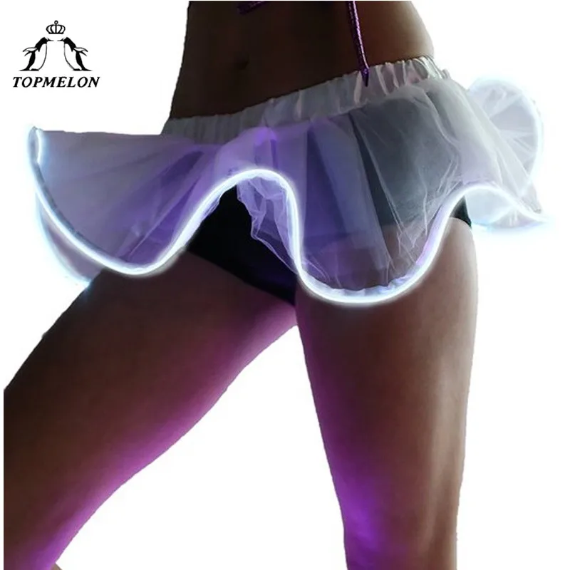 TOPMELON/светящаяся женская мини-юбка из тюля, женская летняя сетчатая юбка-бутон с подсветкой для клубных, вечерние, танцевальных шоу