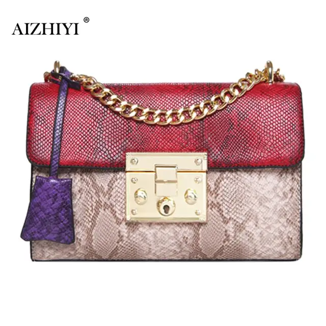 Women Patchwork Snake Skin Crossbody Bags Pu Leather Handbags Chain Women Patchwork Snake Skin Crossbody Bags Pu Leather Handbags Chain Bag Female Shoulder S Fashion