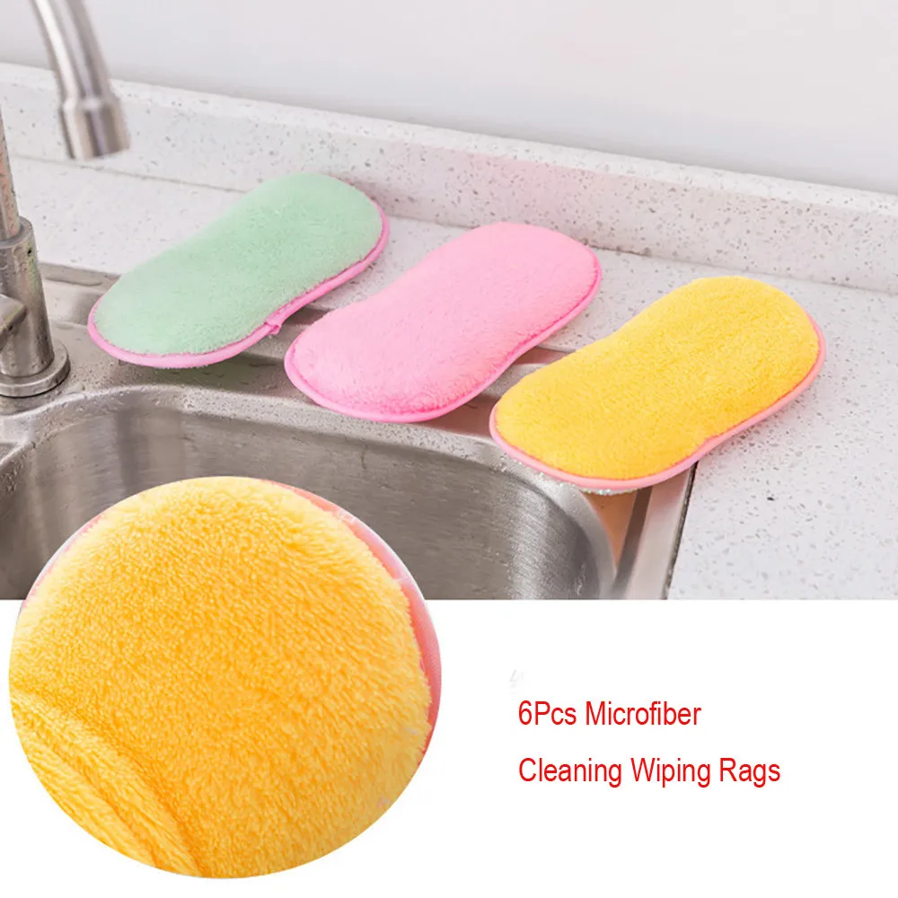 6Pcs Cloth Fiber Washing Towel Magic Kitchen Cleaning Wiping Rags towel
