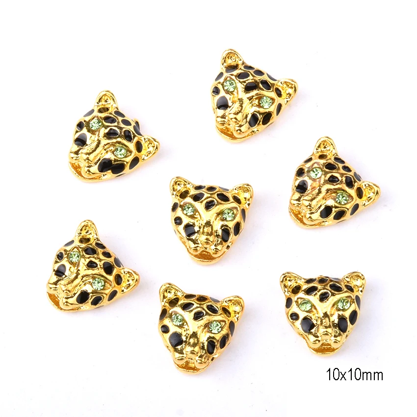 10pcs glitter gold leopard with green crystal nail alloy decorations 3d metal new arrive for nail salon charm unas BL211 10pcs glitter gold leopard with green crystal nail alloy decorations 3d metal new arrive for nail salon charm unas BL211