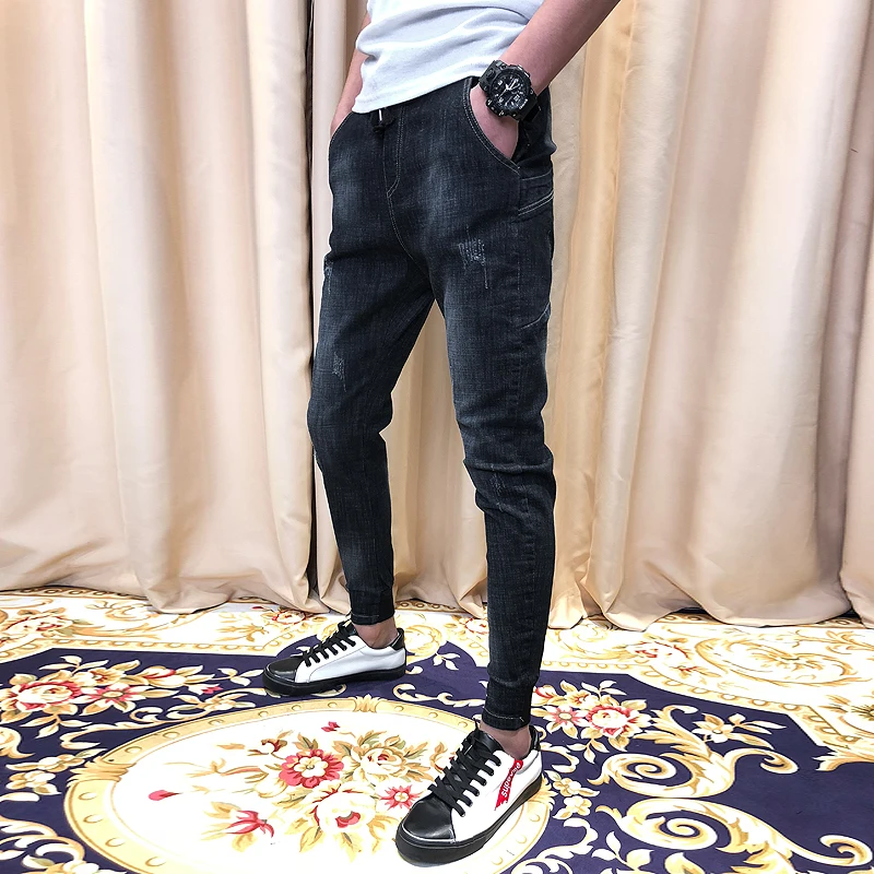 

HotSale Jeans Men Brand New Slim Fit Casual Autumn Winter Solid Mens Jeans Pants All Match Simple Denim Harem Pants Men Trousers