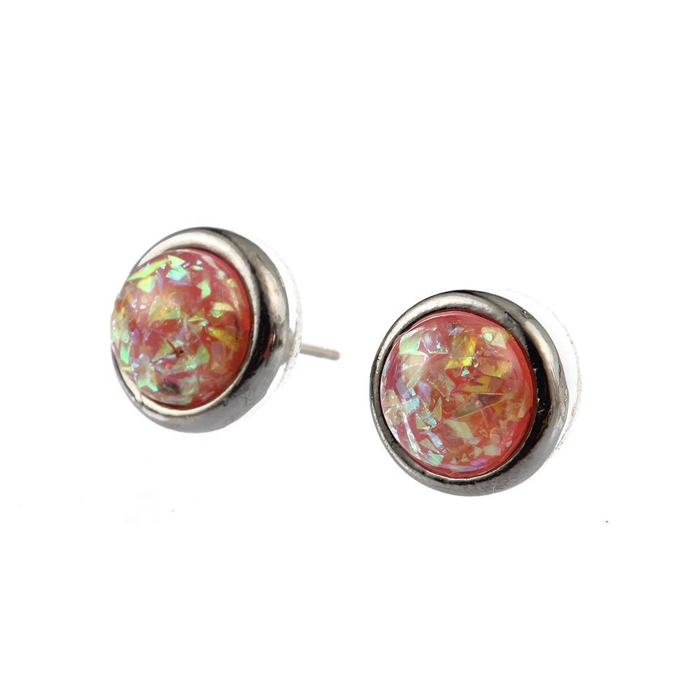 

Women Resin Glitter sparkle Earring Stud three colors available red blue green earring jewelry