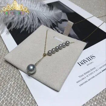 

Japan imported natural seawater aokya silver gray Pearl 18K Necklace