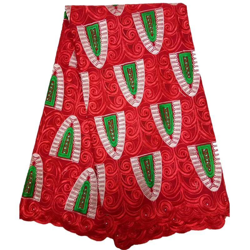 

Free shipping (5yards/pc) hottest selling red color African cotton lace fabric soft Swiss voile lace for party dress CLS157