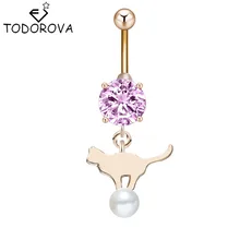 Todorova пирсинг в стиле панк Кристалл Циркон кошка с имитацией жемчуга пупка кольцо для женщин пирсинг хип-хоп ювелирные изделия