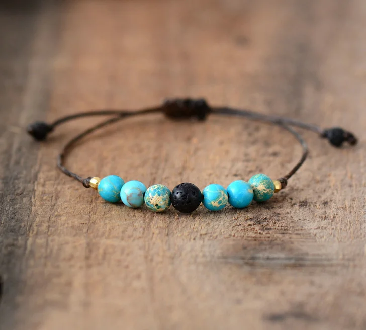 

Simple Bracelets Fashion Natural Stones Lava Stone Adjustable Bracelet Handmade Beaded Boho Bracelets Dropship Jewelry