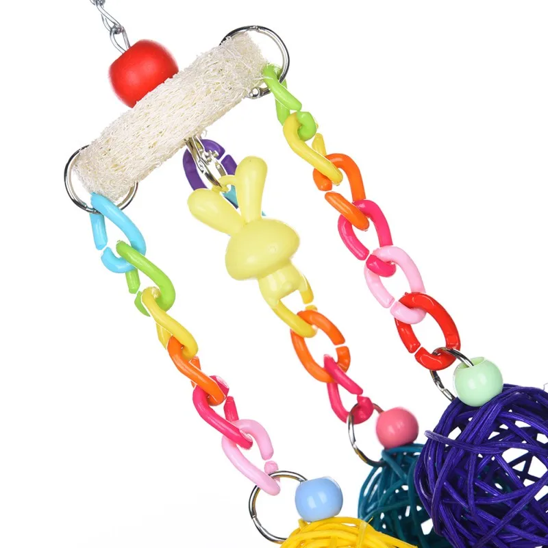 Swings Loofah Bite Medium для попугая колокольчиков Pet цвет маленький 27*7 см игрушка с случайным образом