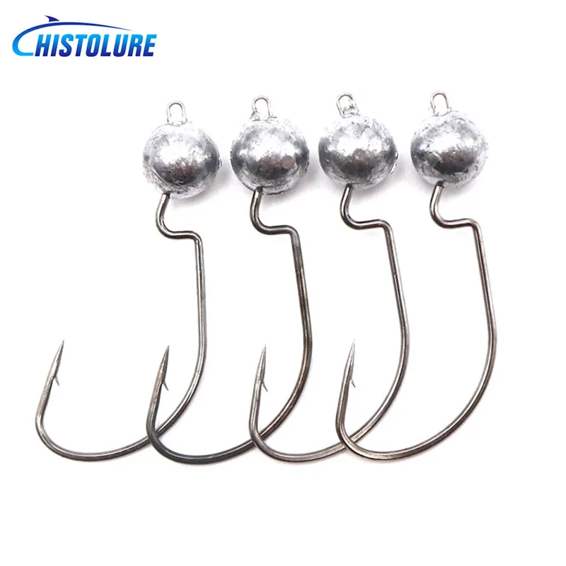 

fishhooks 3.5g 5g 7g 10g Lead Head Crank hook Jig Hooks Fishing Bait Soft Worm Soft Bait Jig Sharp hook