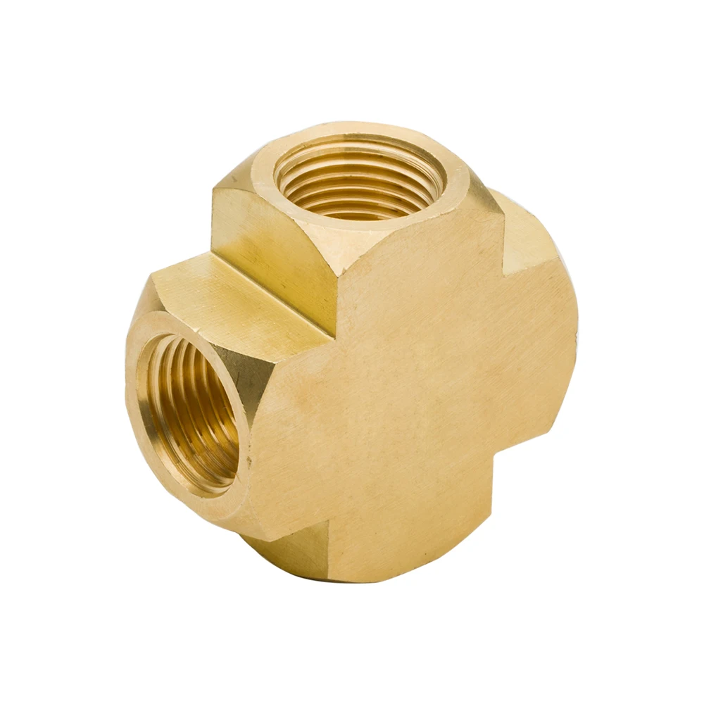 3950 2pcs Brass Pipe Fitting 4 Way Connector Barstock Cross 1/8" 1/4" 3
