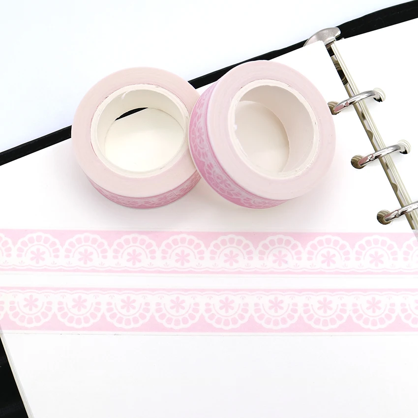 1 PCS Creative Lovely Pink Lace Washi Tape DIY Decoration Scrapbooking Planner Masking Tape Kawaii Stationery Adhesive Tape