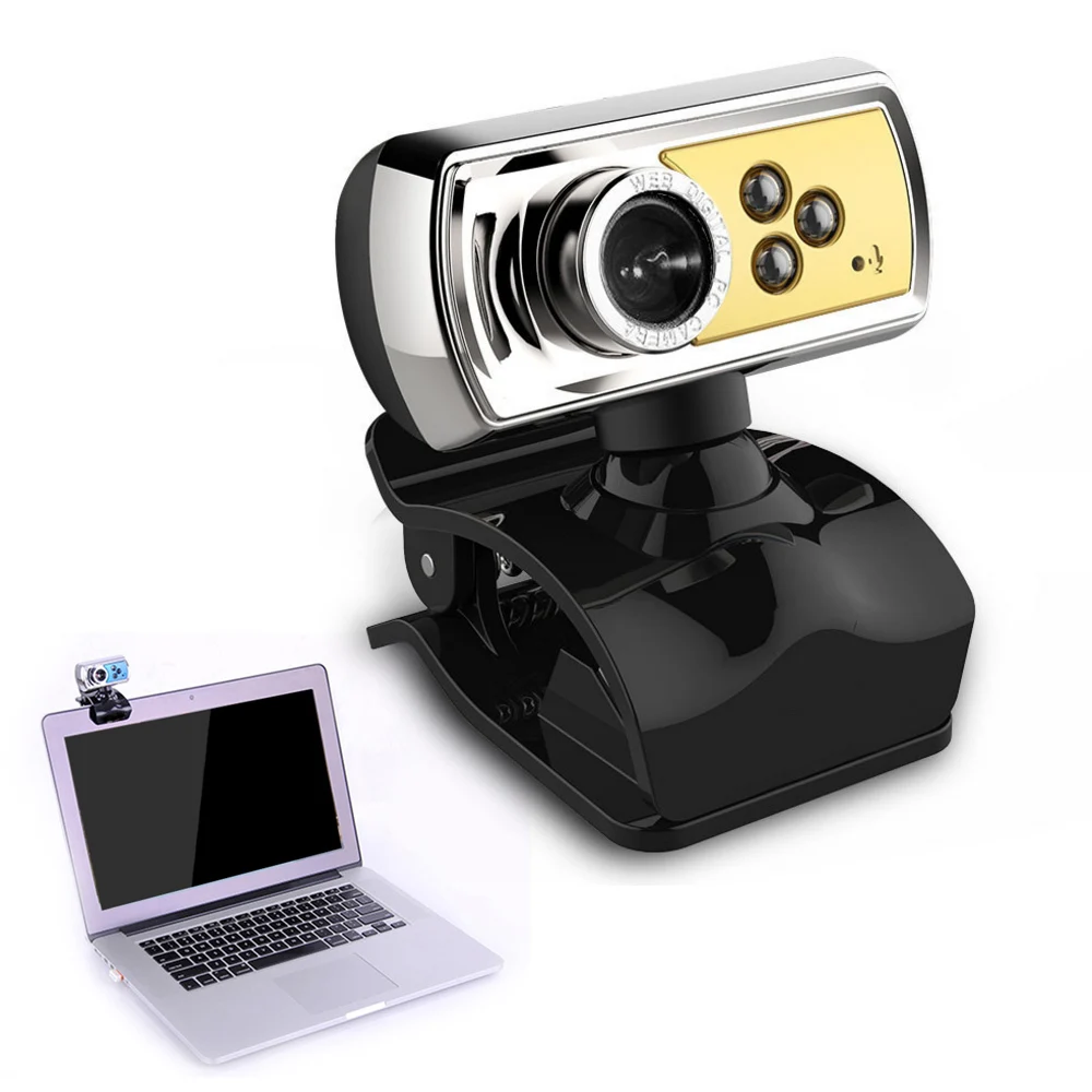 

High Quality 12.0 MP HD Web Camera 3 LED USB Webcam with Mic & Night Vision for PC Laptop Blue