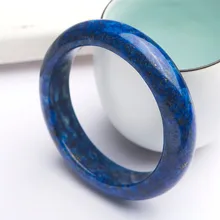 Синий натуральный Лазурит, драгоценный камень кристалл модные браслеты для женщин леди внутренний диаметр 56 мм