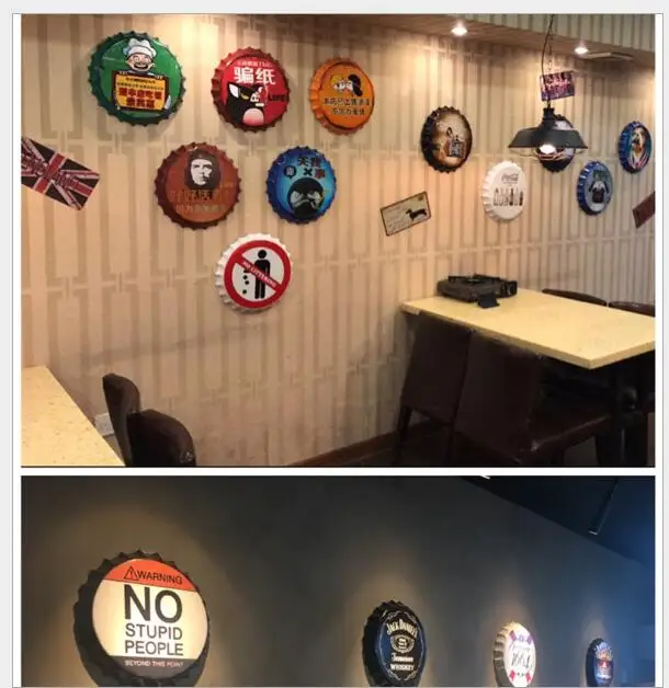 

Hot Beer Bottle Cap Decorative Metal Plate Plaque Vintage Pub Wall Art Metal Sign Vintage Home Decor 35 CM