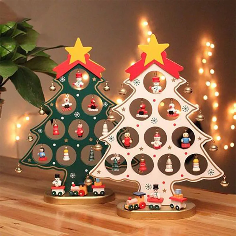 Веселые деревянные Рождественские елки, вечерние Рождественские елки, настольные украшения, детские рождественские подарки, вечерние