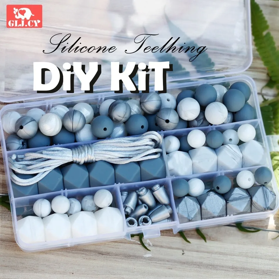 

DIY Silicone Teething Kit Accessories Set Teething Jewelry Hand Made Pacifier Clip Silicone Beads Baby Teether