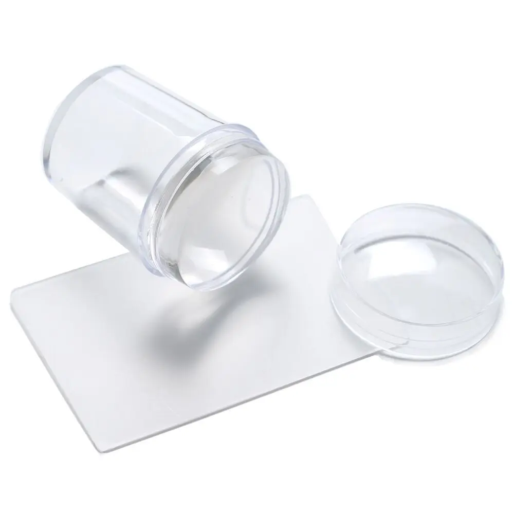 

ELECOOL 2pcs/set Transparent Clear Silicone 3.8cm DIY Nail Art Stamping Stamper Scraper Plate Transfer Manicure Tool Drop Ship