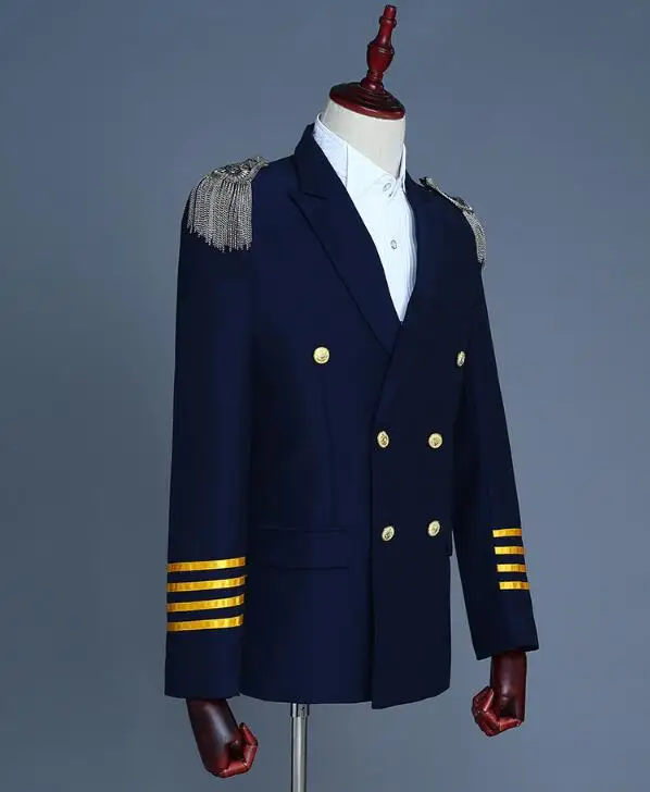 Мужской двубортный костюм в английском стиле с кисточками Epaulet формальные
