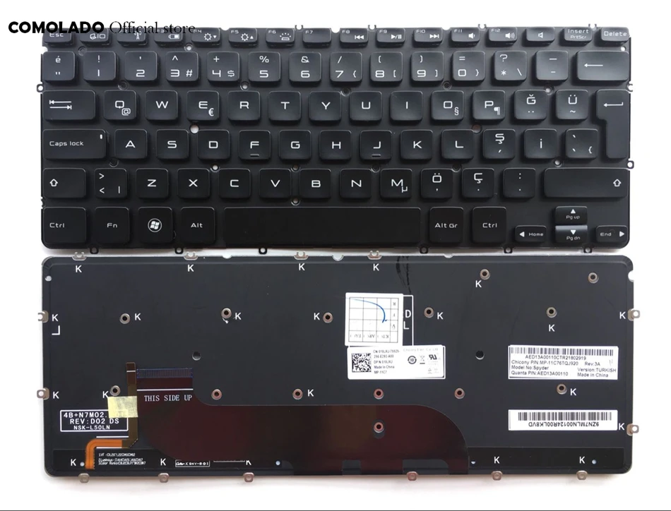 TR Turkish keyboard For DELL XPS 12 13 XPS 13D 13R L321X L322X 0MH2X1 L221 L321 L322 with Backlight keyboard TR Layout