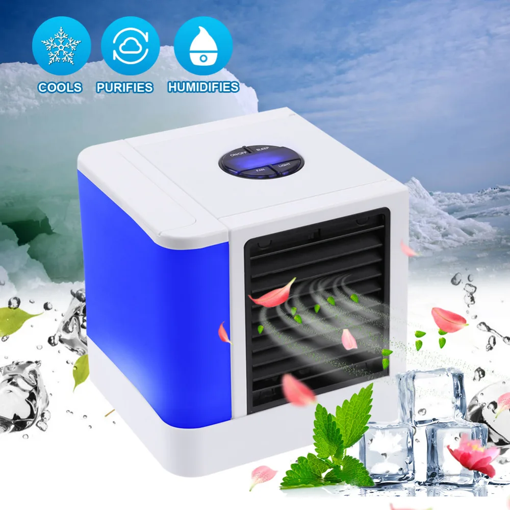 

3rd Generation 7 Colors Mini Air Conditioner Artic Air Cooler LED/LCD Timer USB Personal Space Cooler Fan Air Cooling Fan Device