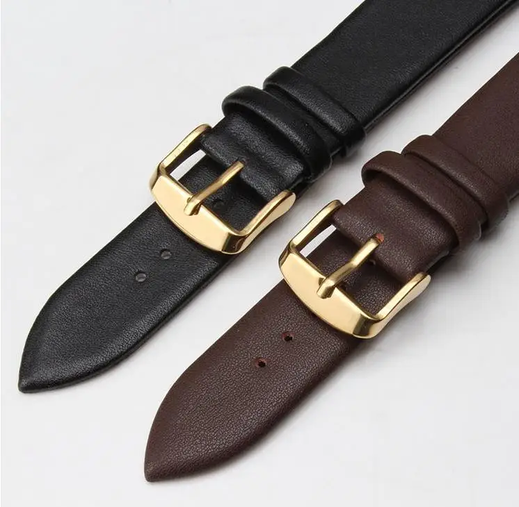 Genuine Leather Watchband Smooth Soft Thin Watch Band Belt 14mm 18mm