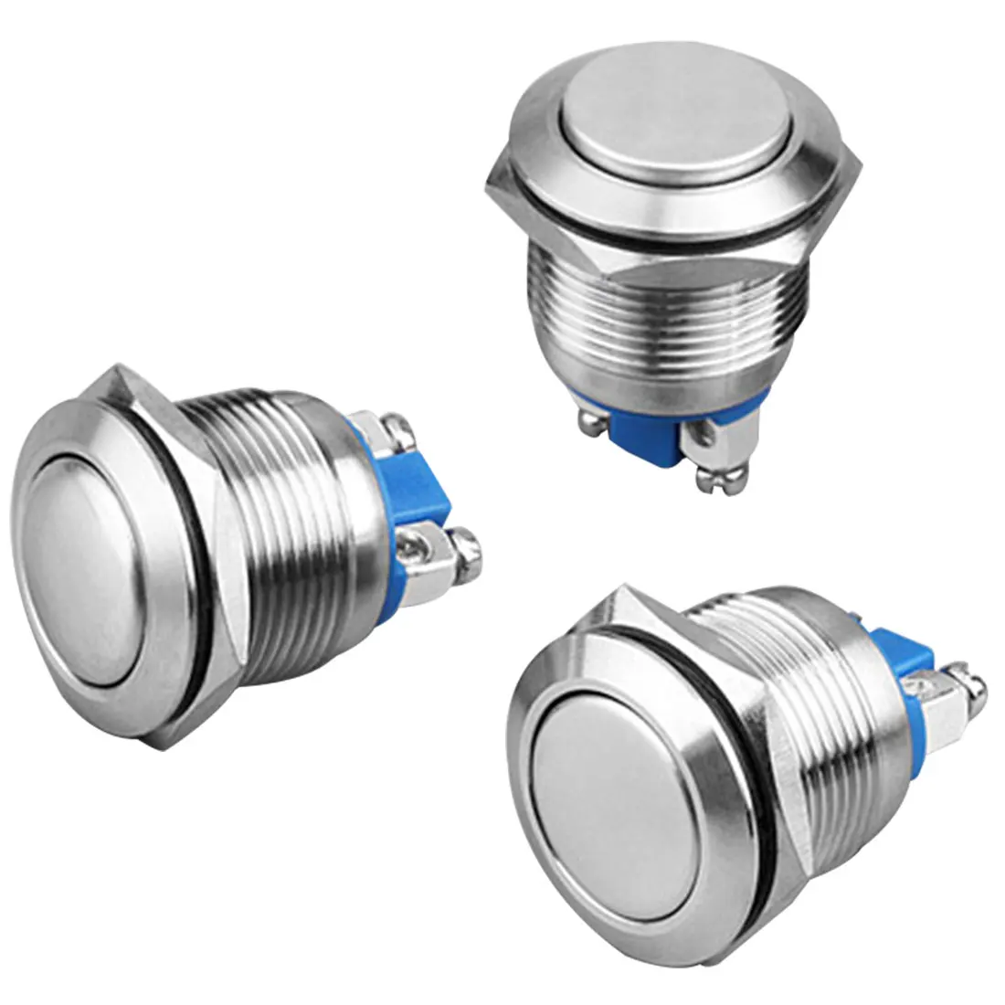 Metal 16mm Push Button Switch IP67 Waterproof Nickel Plated Brass Press