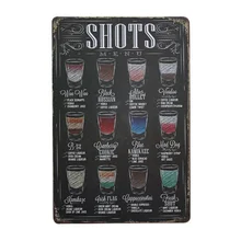 Стопки пивной коктейль меню Винтаж металлическая жестяная вывеска плакат Паб Бар Настенный декор 20x30 см