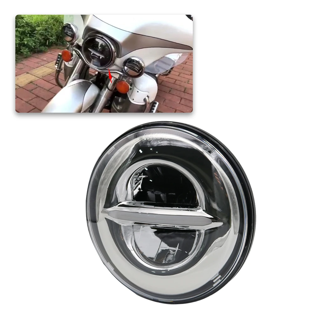 For Harley Davidson Road King Headlight 7 inch LED H4 White DRL 7" Head