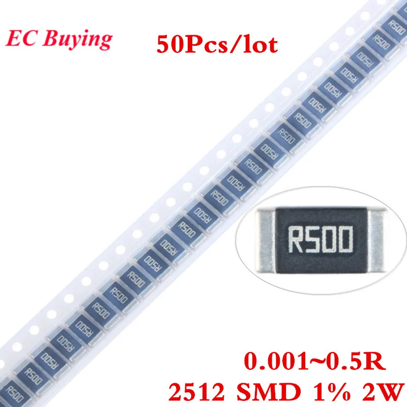 50 шт. 2512 SMD сплав резистор проволочного чипа 2 Вт 1% 0.001R 0.0015R 0.01R 0.012R 0.03R 0.05R 0.06R 0.1R 0.2R 0.22R 0.3R 0.33R 0.5R Ом